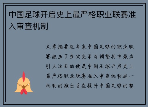 中国足球开启史上最严格职业联赛准入审查机制